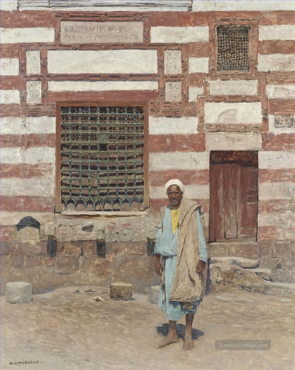 Ein Araber vor seinem Haus Alphons Leopold Mielich Orientalist Szenen Ölgemälde